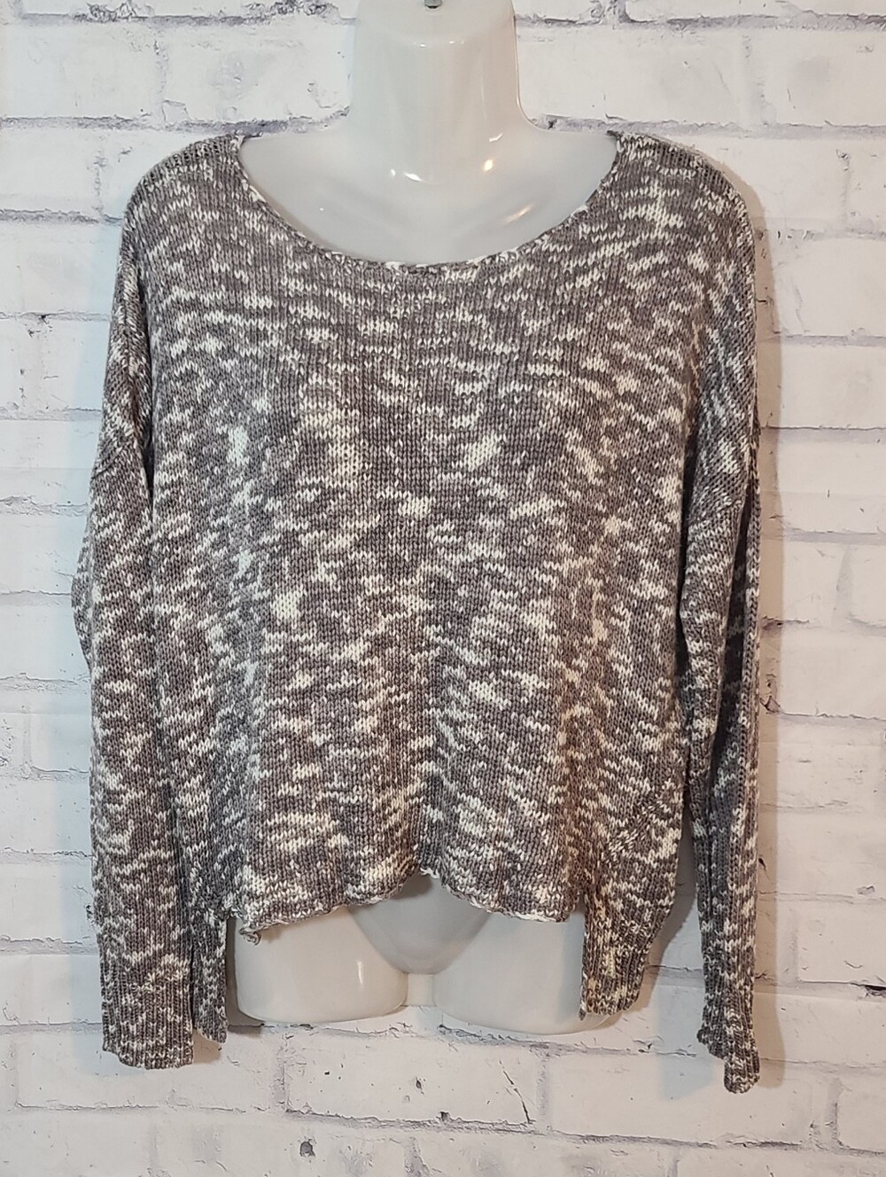 RD Style Women’s Brown/White Slouchy Knit Pullover Sweater, M